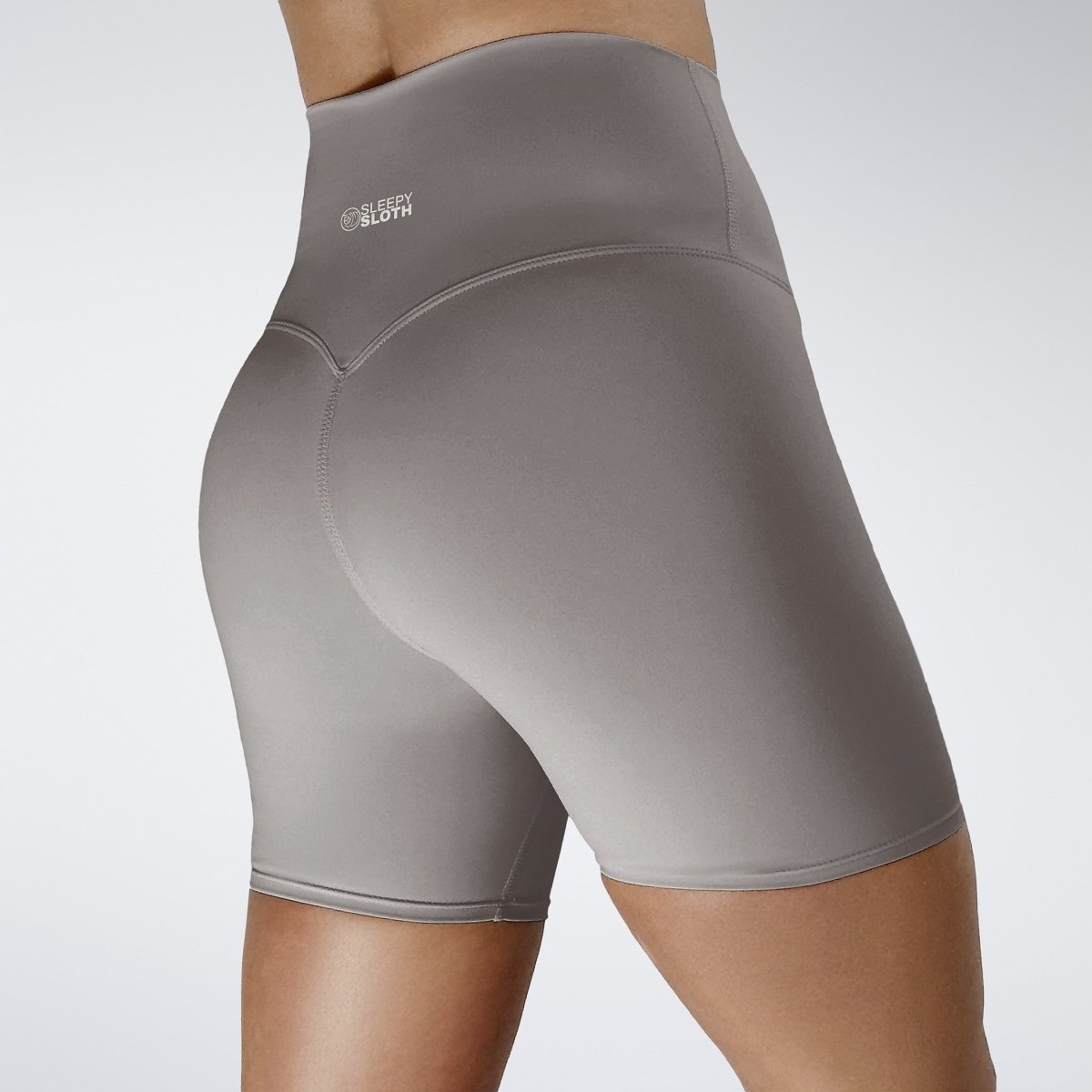 Shorts in battleship gray on model - Surge Collection activewear