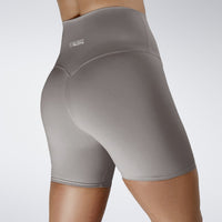 Shorts in battleship gray on model - Surge Collection activewear