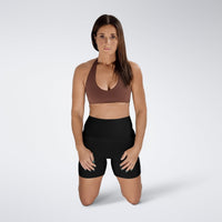 Shorts in black on model - Surge Collection activewear