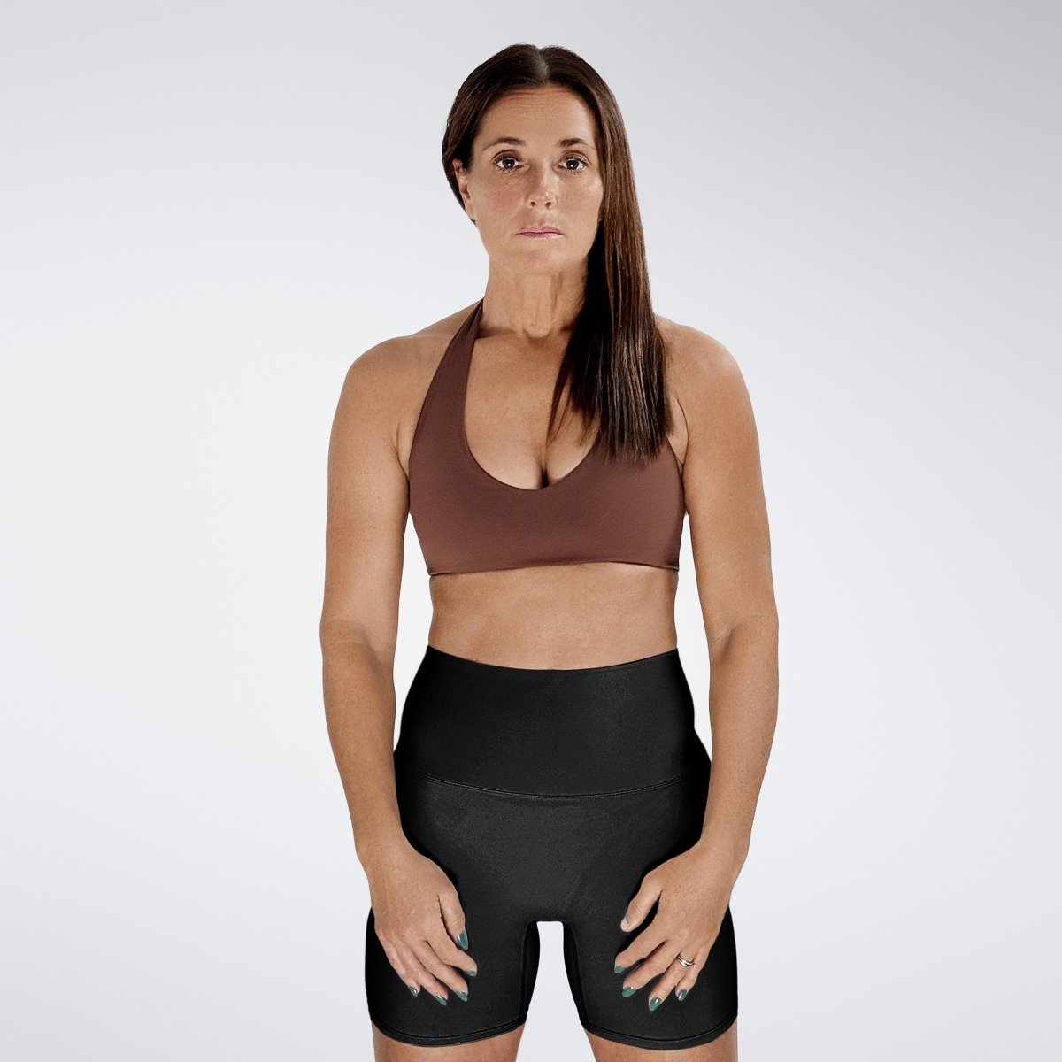 Shorts in black on model - Surge Collection activewear