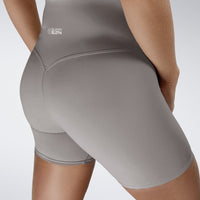 Shorts in battleship gray on model - Surge Collection activewear