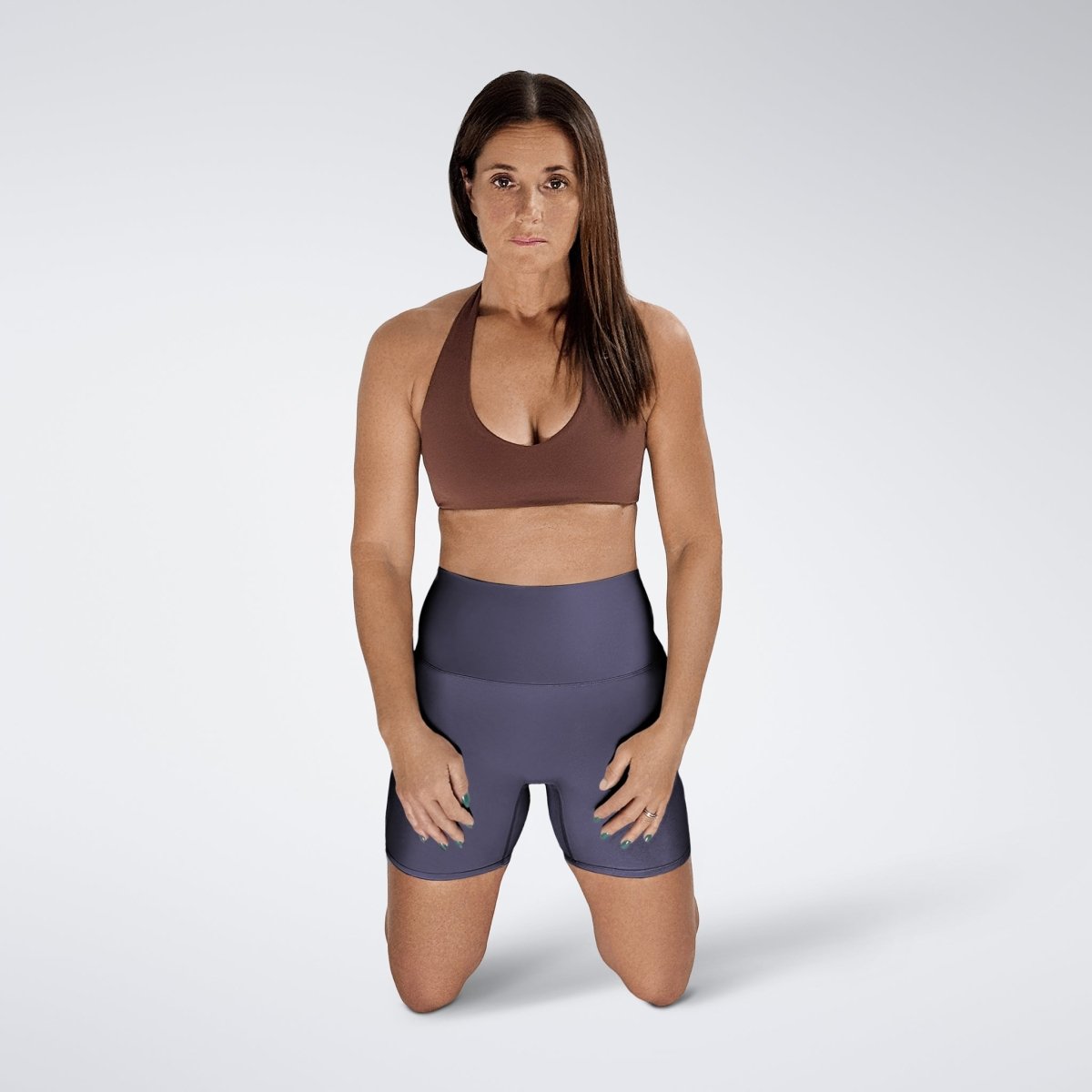 Shorts in navy on model - Surge Collection activewear